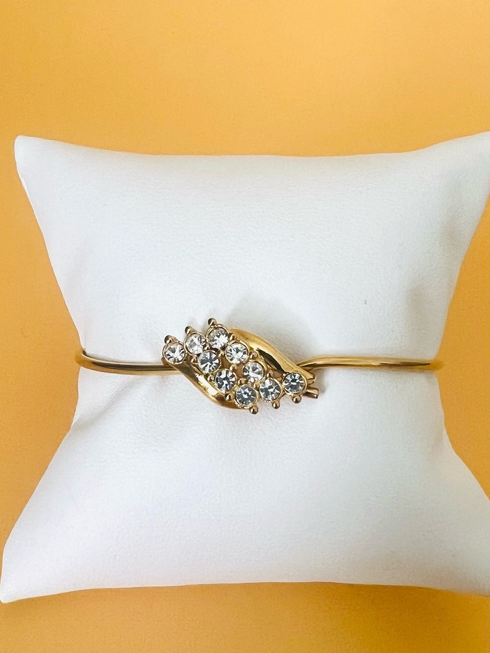 Gold plated cuff bracelet clear CZ in the middle